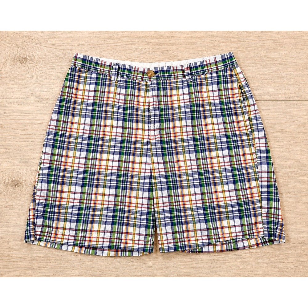 Vineyard Vines Mens Plaid‎ Shorts Size 33 Blue Green Cotton Preppy Golf